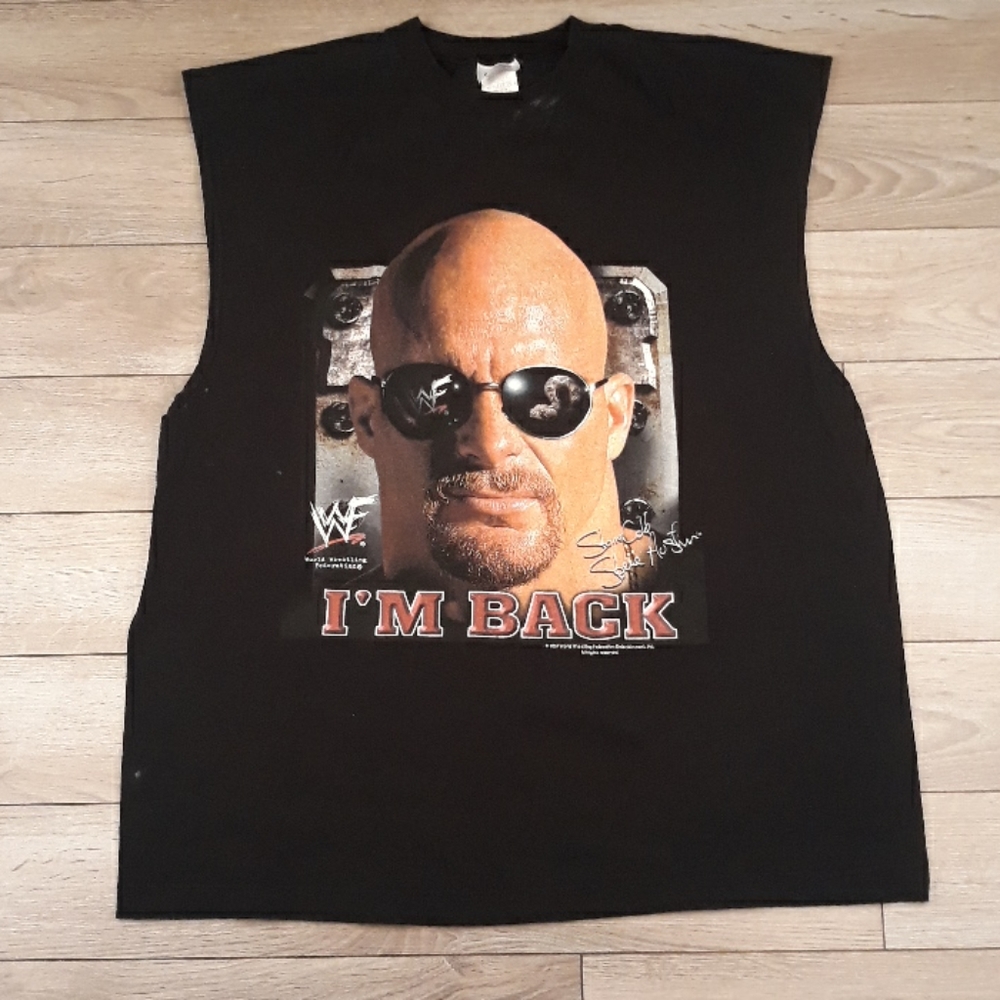 STONE COLD STEVE AUSTIN WWF WRESTLING Sleeveless Shirt Sz XL 2001‎ VTG Y2K